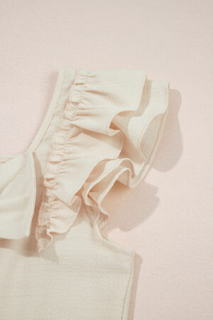 Gossamer Pink Textured Bow Knot Frilled Butterfly Sleeve Blouse