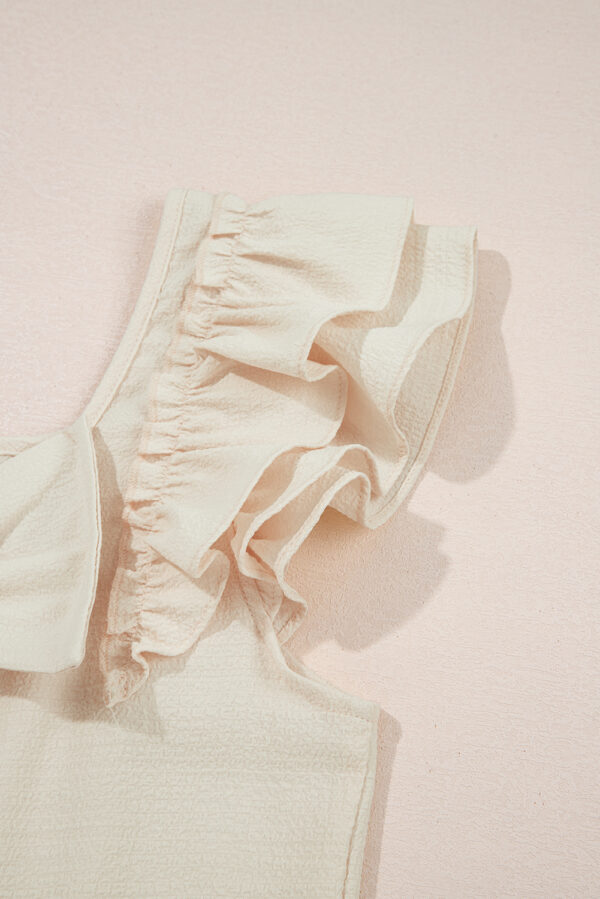 Gossamer Pink Textured Bow Knot Frilled Butterfly Sleeve Blouse - Image 14