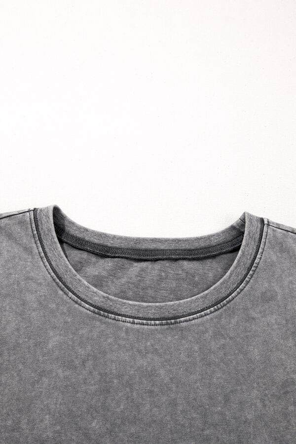 Philippine Gray Mineral Wash Half Sleeve Boyfriend Vintage T Shirt - Image 5