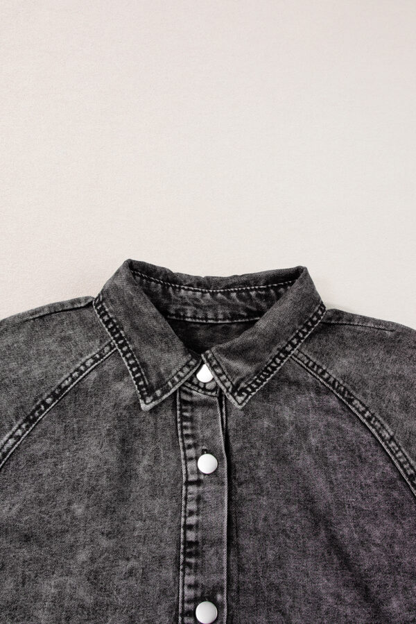 Beau Blue Mineral Wash Ruffled Short Sleeve Buttoned Denim Dress - Image 15