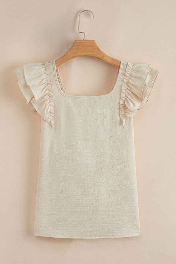 Gossamer Pink Textured Bow Knot Frilled Butterfly Sleeve Blouse - Image 12