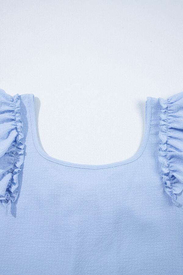 Gossamer Pink Textured Bow Knot Frilled Butterfly Sleeve Blouse - Image 30