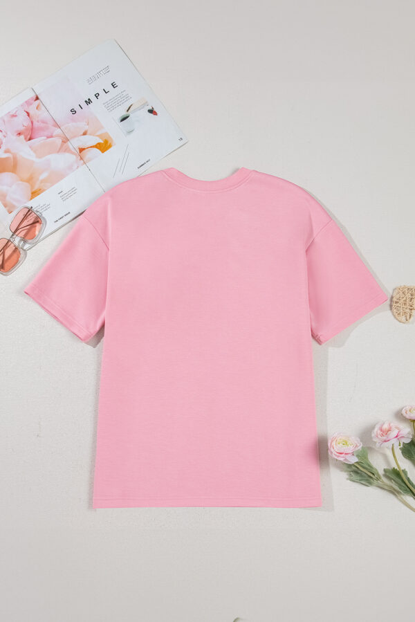 Pink Bow Applique Half Sleeve T-shirt - Image 5