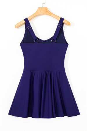 Black Adjustable Straps Cutout Ruched Knot Slit One Piece Swim Dress