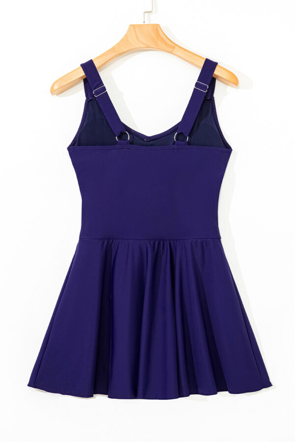Black Adjustable Straps Cutout Ruched Knot Slit One Piece Swim Dress - Image 18