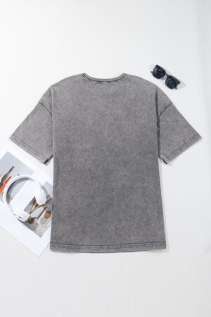 Philippine Gray Mineral Wash Half Sleeve Boyfriend Vintage T Shirt