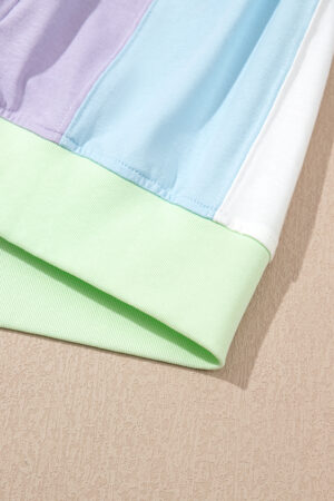 White Color Block Patchwork Half Sleeve Oversized T Shirt