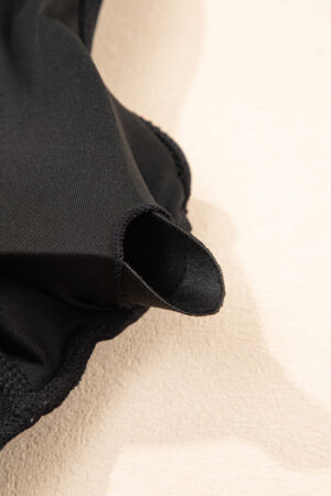 Black Adjustable Straps Cutout Ruched Knot Slit One Piece Swim Dress