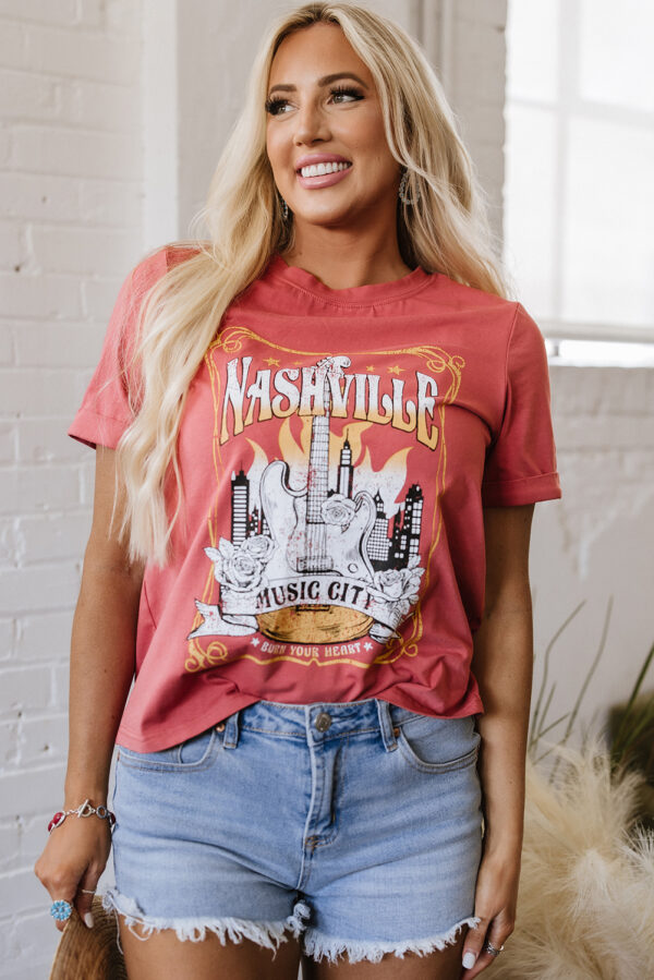 Mineral Red Nashville Music City Graphic Retro Fashion Tee - Image 5